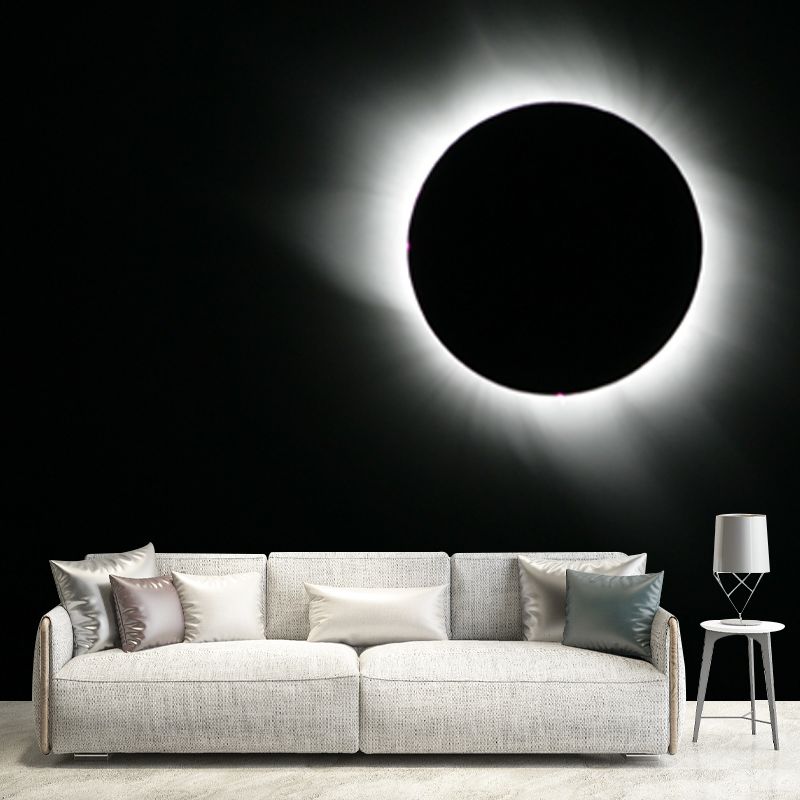 Waterproof Moon Eclipse Mural Wallpaper Modern Non-Woven Wall Decor, Custom-Printed