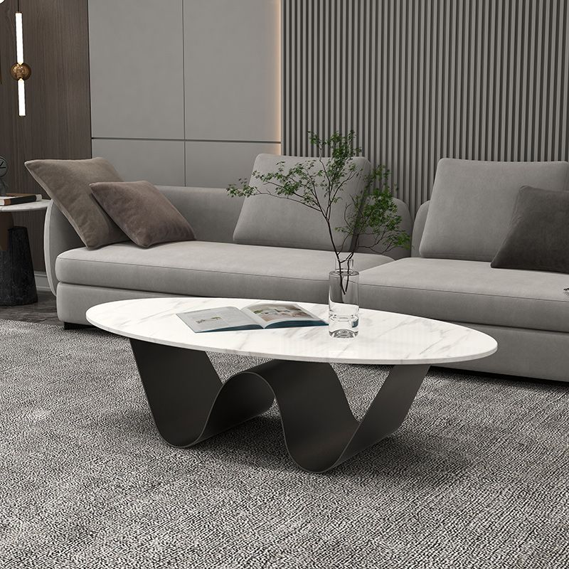 Glam Abstracts Cocktail Table Oval Coffee Cocktail Table for Home