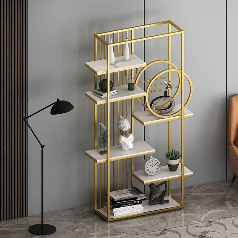 Glam Metal Shelf Bookcase Open Back Bookcase for Home Office