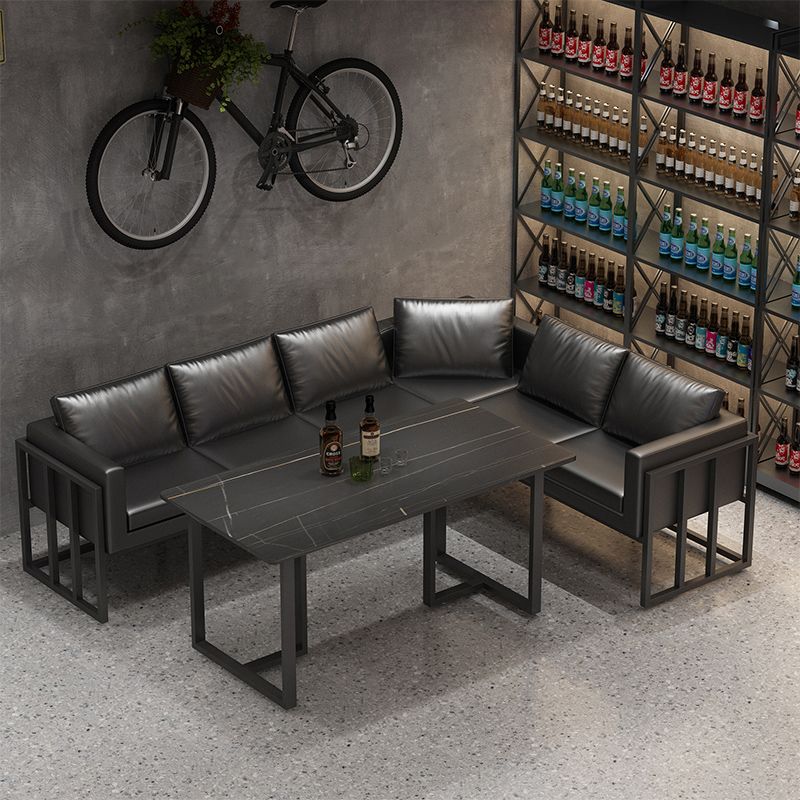 Industrial Sintered Stone Top Dinner Room Kitchen Table Black Metal Base Table for Dinning Room