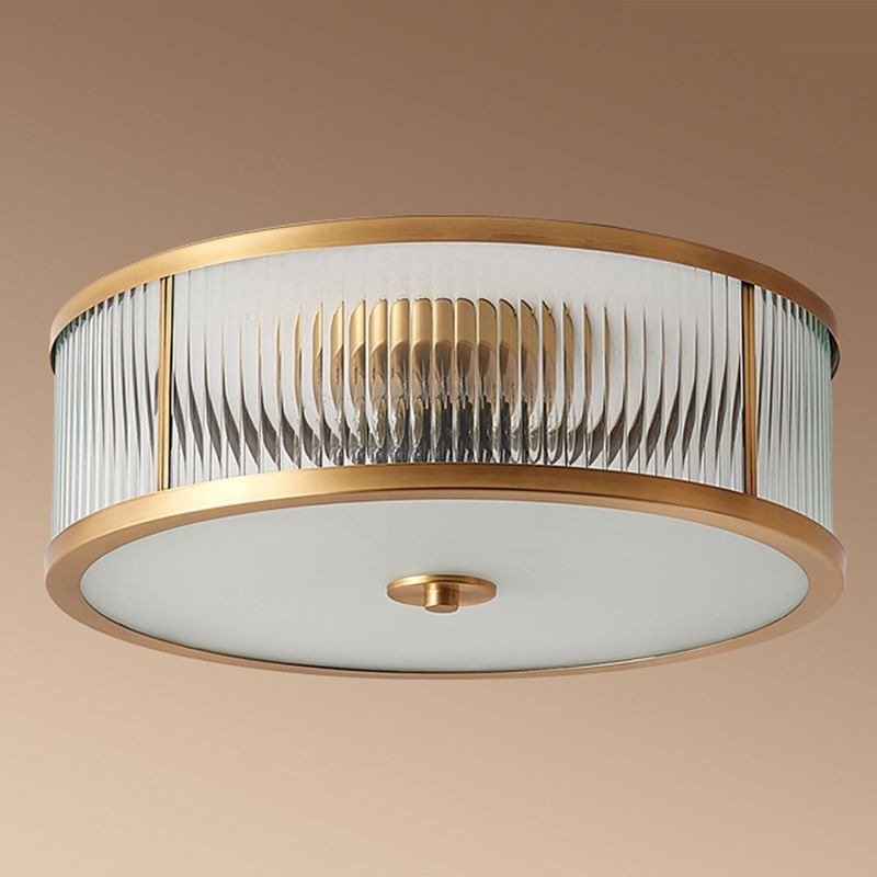 Verre Brass Flush Mount in Colonical Classic Style Copper Circulaire Ceiling Light for Living Room