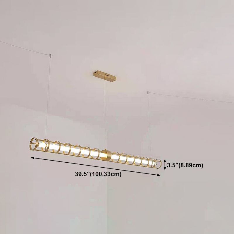 Contemporary Style Linear Island Light Fixture Metal 1- Light Island Pendant Light