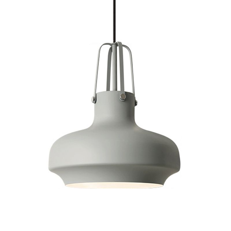 Macaron Pot Pendant Ceiling Lamp Aluminum 1 Head Restaurant Down Lighting with Gripper in Pink/Blue/Grey