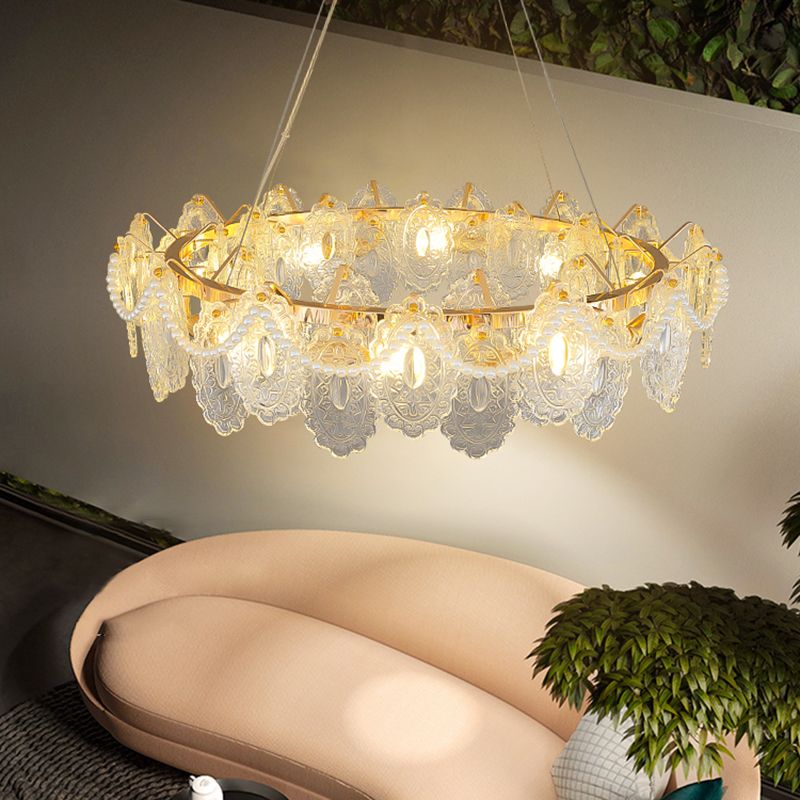 Modern Metal Ceiling Lamp Geometric Shape Island Light with Glass Shade for Bedroom