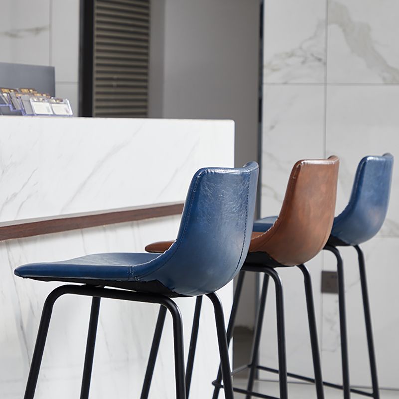 Indoor Modern Leather Bar Stool Bucket Footrest Low Back Counter & Bar Stool