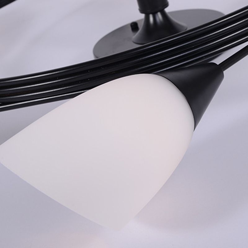 Starburst Flush Mount Light Contemporary Glass Semi Flush Lighting in Black/White
