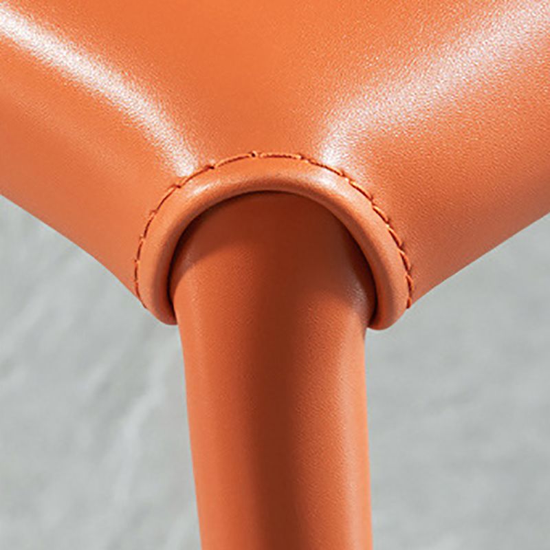 Minimalist Style Armless Solid Back Dining Side Chairs Leather Dining Chairs