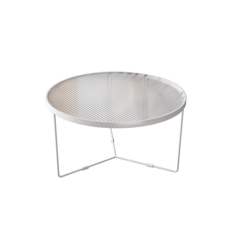 Modern Style Round Toughened Glass Table with Metal Cross Legs Coffee Table