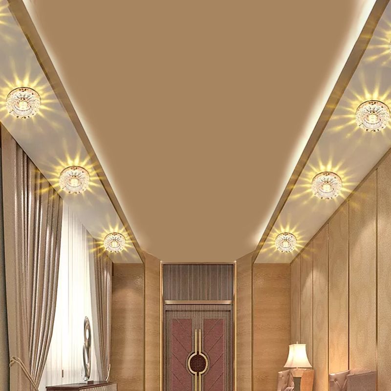 Crystal Blossom Flush Mount Fixture Modernist LED Ceiling Flush with Layered Design for Corridor