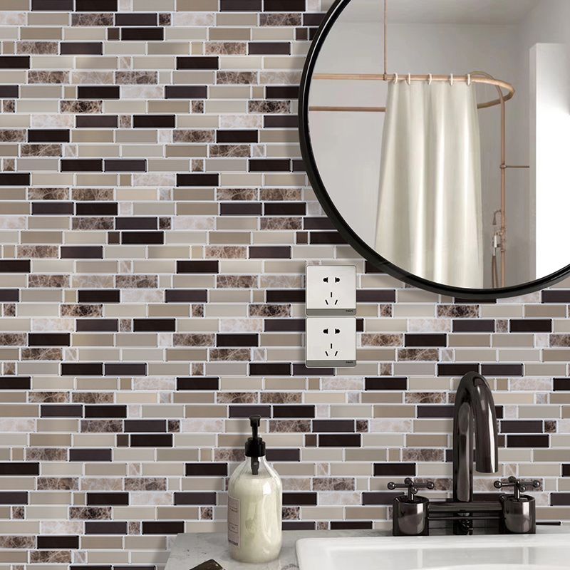 Rust Faux Brick Mosaic Wallpapers Brown Self-Adhesive Wall Covering for Accent Wall