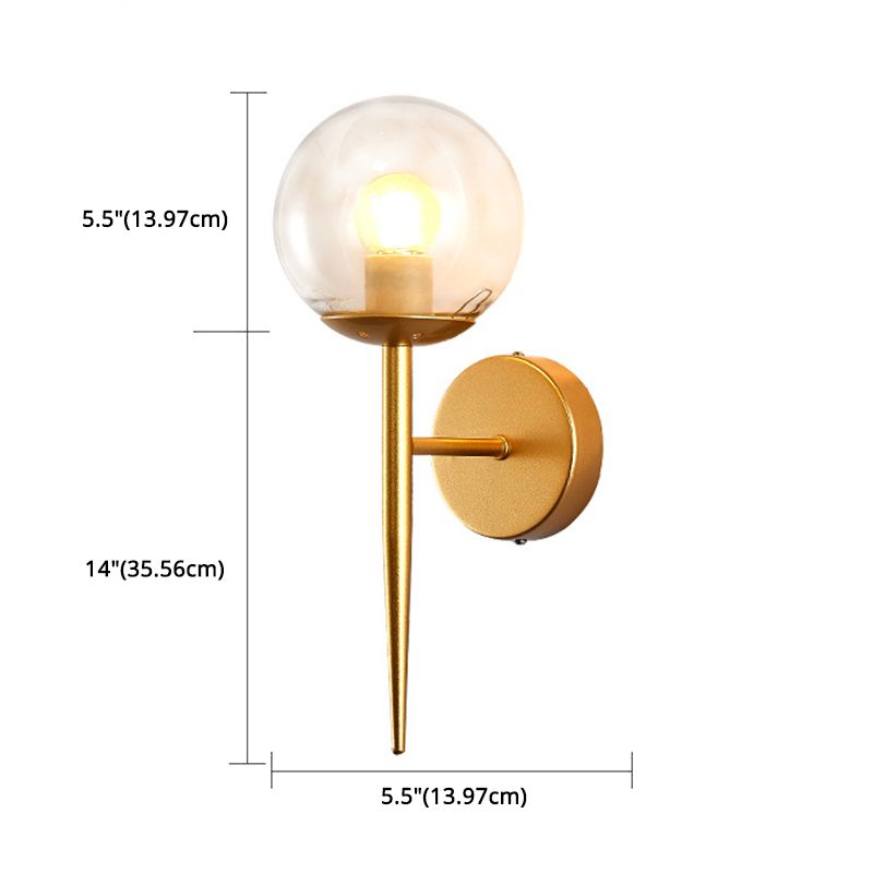 1-leichte Globus Wandleuchte in moderner Luxusstil Schmiedeeisen-Wandlampe mit Glasschatten