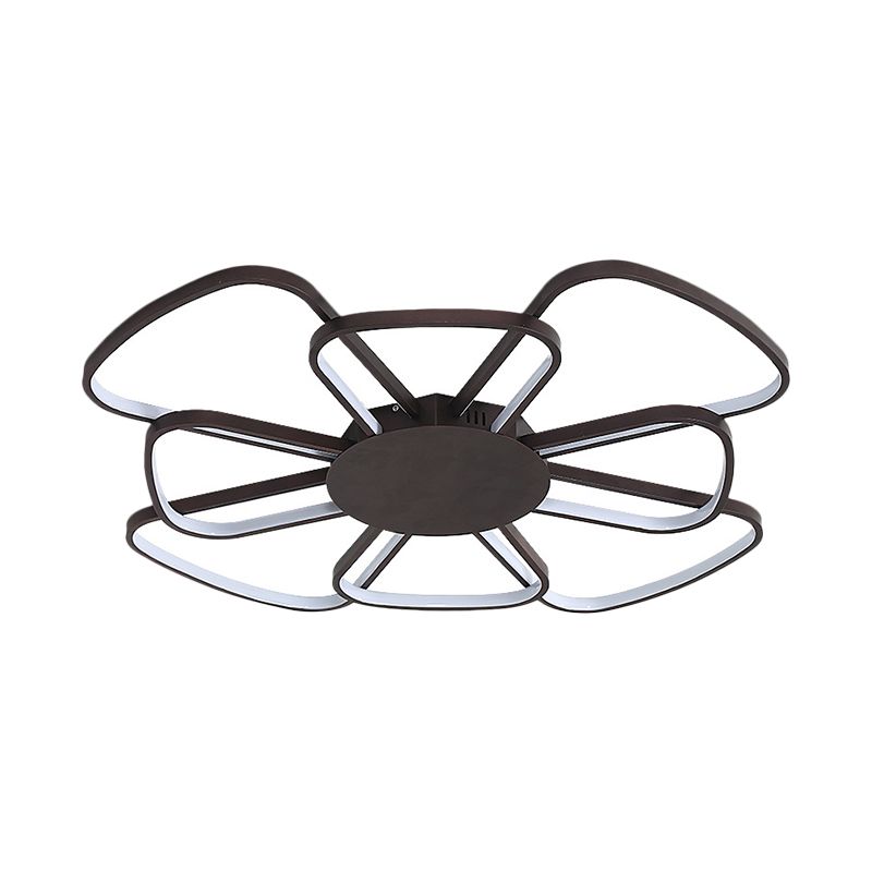 Minimalism Flower Ceiling Lamp Metallic LED Parlor Flush Mount Fixture in Coffee, Warm/White Light