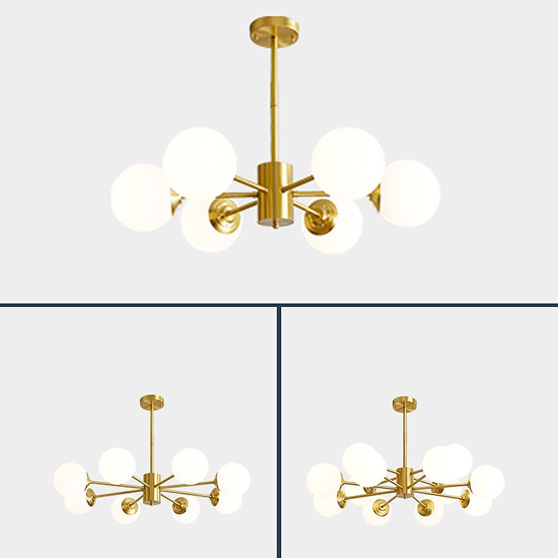 Globe Chandelier Light Fixtures Multi-Head Gold Hanging Pendant Lamps for Living Room