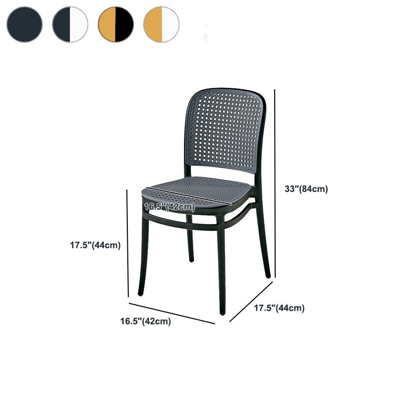 Contemporary Style Armless Chair Plastic Open Back Side Chair for Restaurant Bedroom