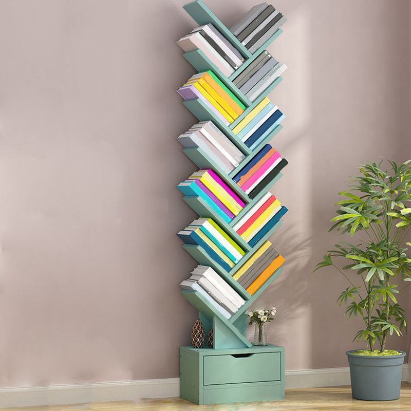 Modern Engineered Wood Bookshelf Geometric Open Shelf Bookcase