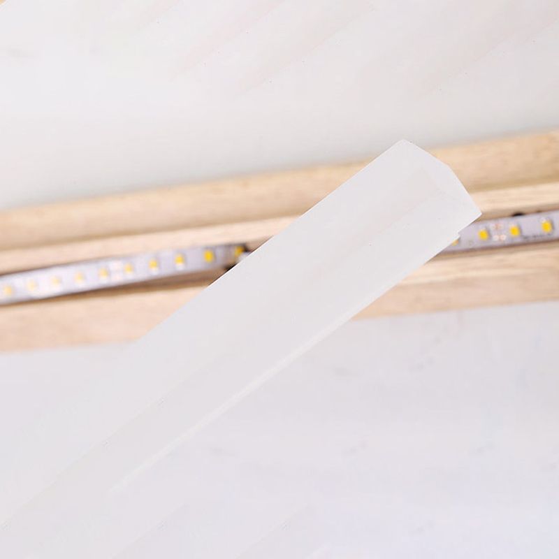 Log Color LED Wall Lamp in Modern Concise Style Wooden Linear Wall Light with Acrylic Shade