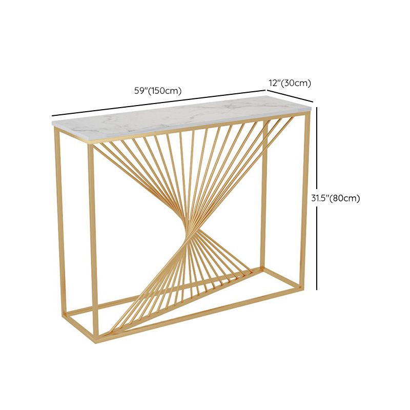 Marble Glam Console Table 31.5" Tall Rectangle Accent Table for Hall