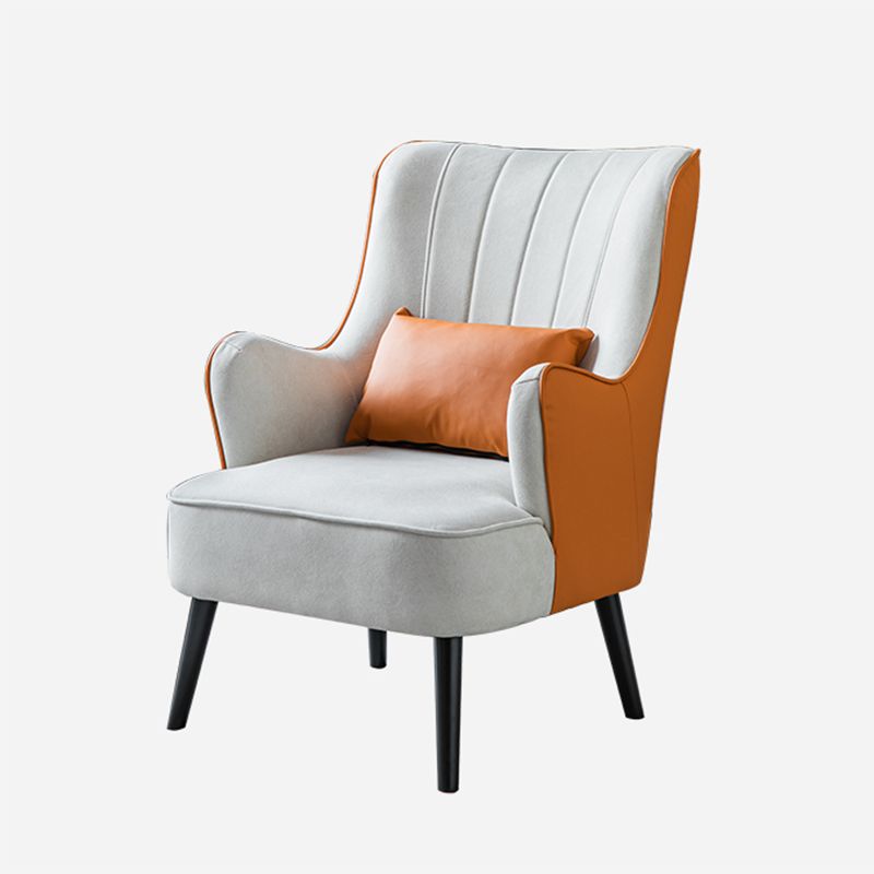 Sloped Arms Chair with Pillow Back and Basic Four Leg for Living Room