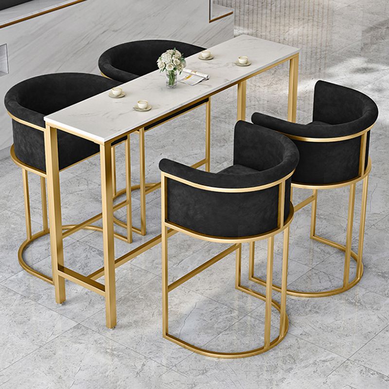 Modern Faux Marble Top Pub Table Set 1/3/5 Pieces White Bar Set with Upholstered Stools