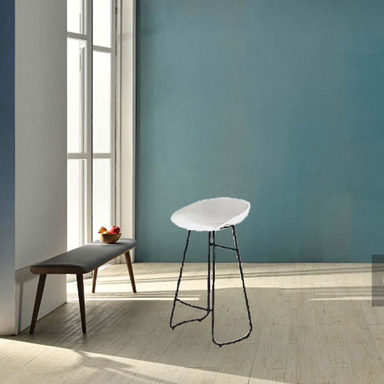 Modern Footrest Counter-height Stool Indoor Plastic and Metal Bucket Counter Chair