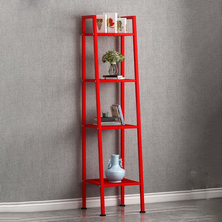 Contemporary Ladder Bookshelf Metal Open Back Bookcase for Office