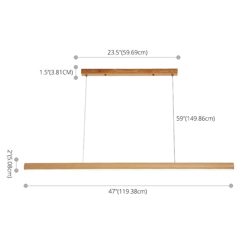 Ash Wood Tubular Hanging Lamp Nordic Style Dining Room LED Island Lighting Ideas