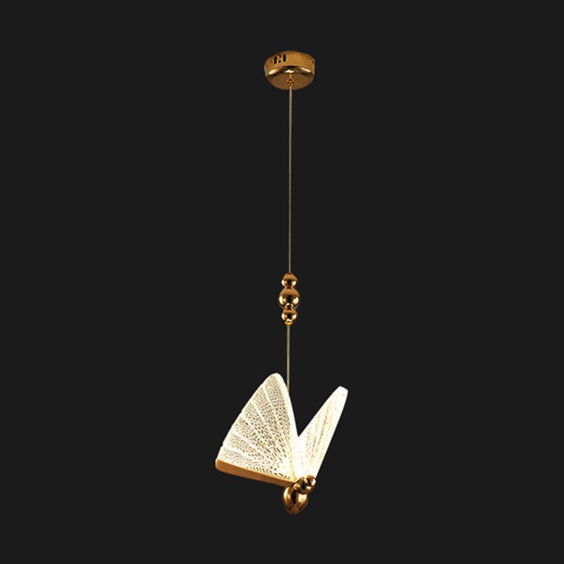 Luz colgante de mariposa dorada en estilo creativo moderno de hierro forjado que colgaba con sombra acrílica