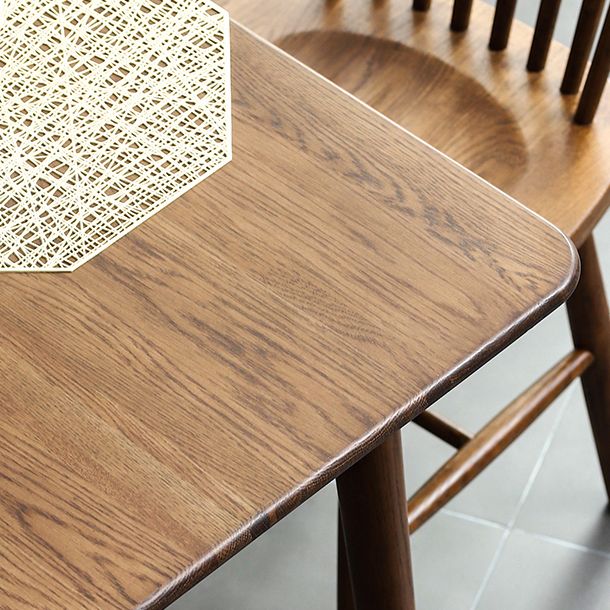 Table à manger industrielle carrée, Table fixe couleur bois avec bois massif de chêne