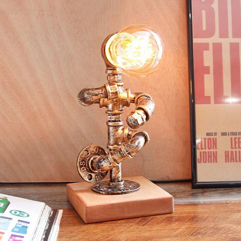 1 Light Table Lighting with Robot Athlete Design Metal Steampunk Style Bedroom Table Lamp in Bronze