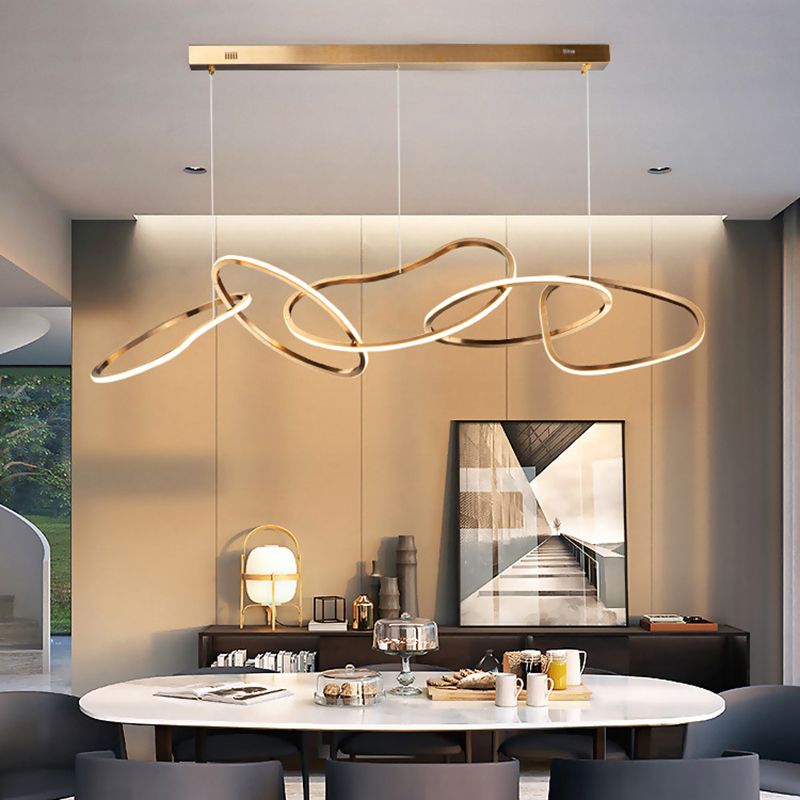 Rose Gold Metal Island Lights Acrylic Shade Modern Simplicity Hanging Lamp