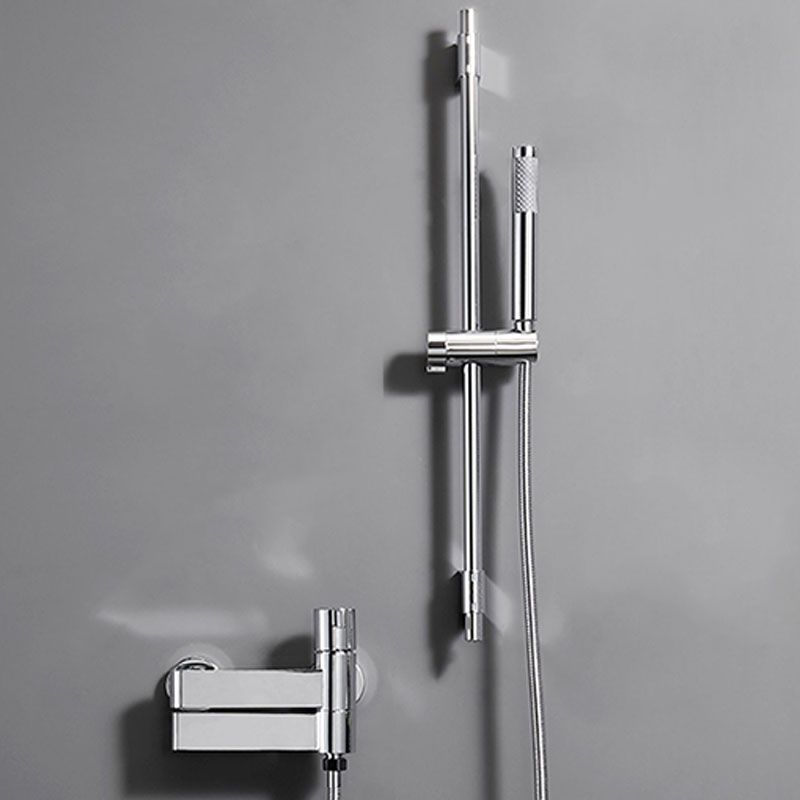 Contemporary Chrome Bath Faucet Trim Swivel Wall Mounted with Hand Shower