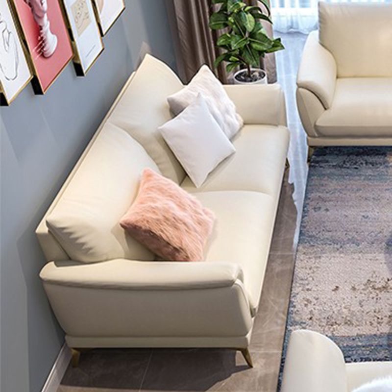 Stain Resistant Leather Contemporary Standard Settee Bench in White