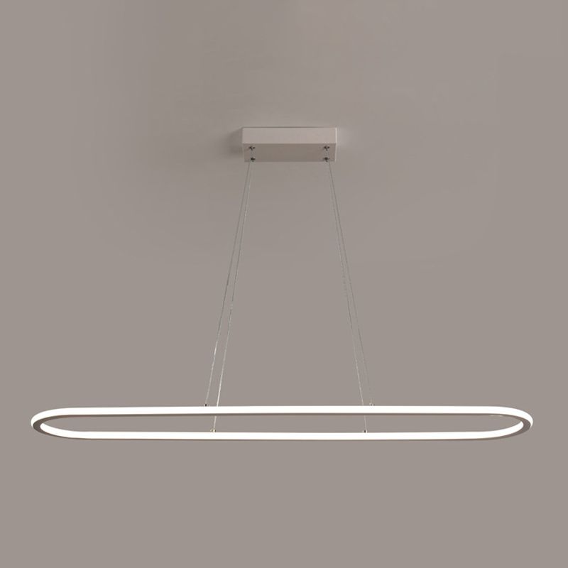 Linear Shape Island Pendant Contemporary Metal 1 Light Pendant Lighting Fixture in White