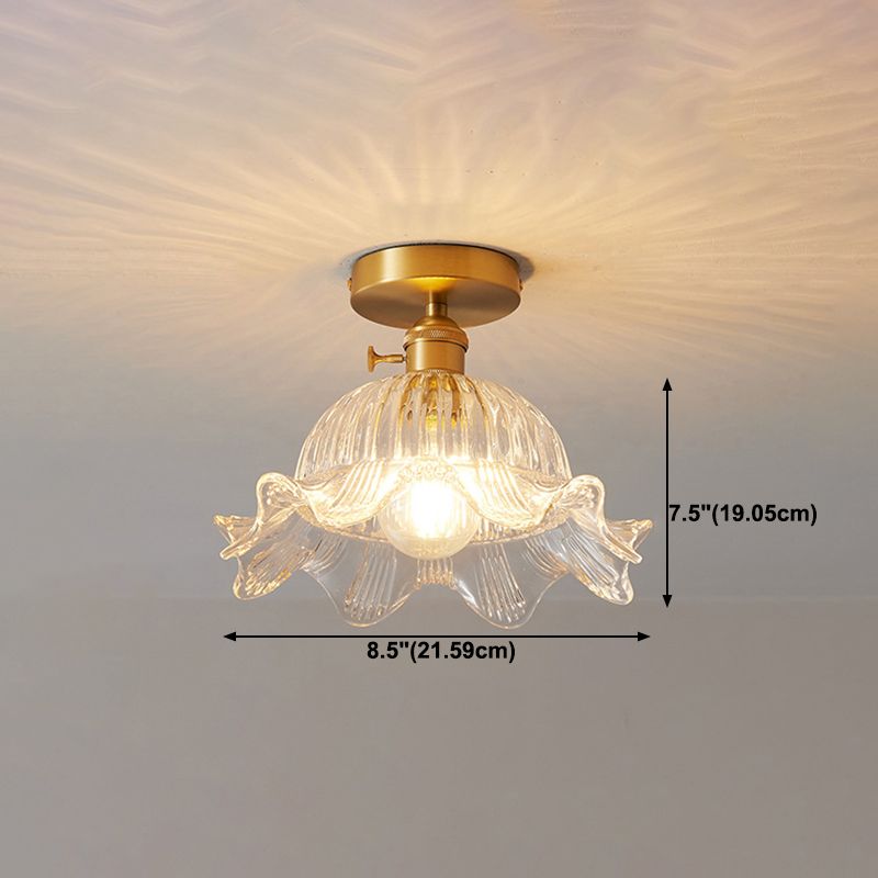 1 Bulb Glass Ceiling Light Bedroom Flush Mount Ceiling Lamp Fixture