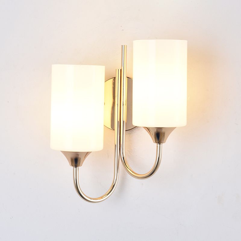 Modern Style Cylinder Wall Sconce Lights Glass 2 Lights Wall Mount Lighting
