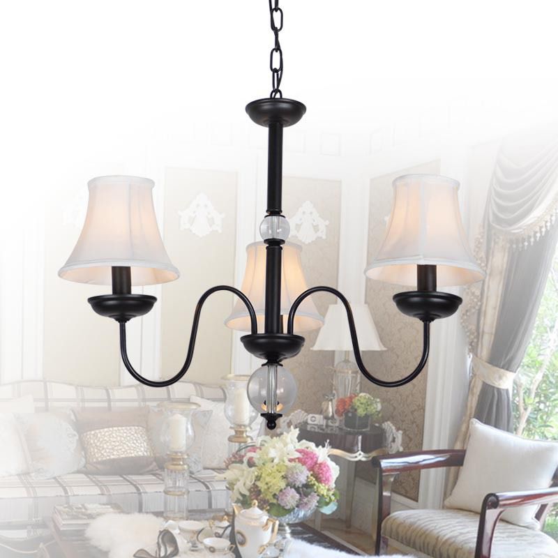 Wit 3/5/6 Lichten Kroonluchter Lichtlijn Traditionele stof taps toelopende hanglamp