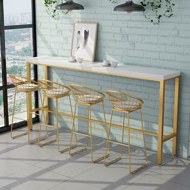 Glam Rectangle Bar Pub Table Set 1/2/5/9 Pieces White and Gold Counter Set