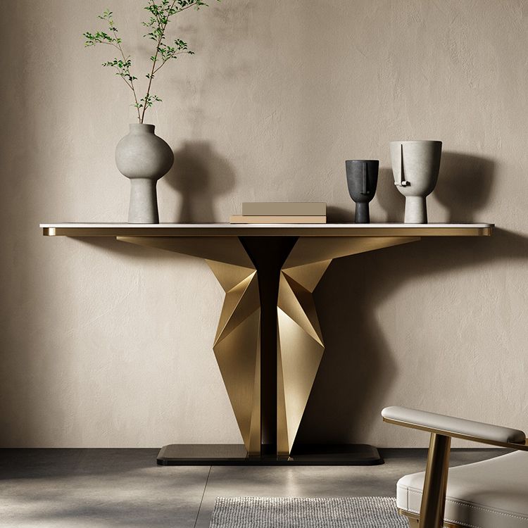 Glam Metal Console Table Rectangle Console Sofa Table for Hall