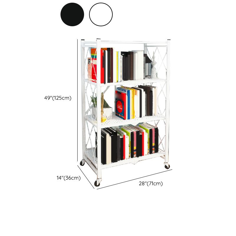 Modern Metal Bookcase Geometric Bookshelf for Living Room, 28" L X 14.5" W