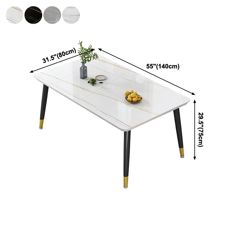 Mesa de forma rectangular estándar glamorosa mesa de comedor de cocina de piedra sinterizada con 4 patas base