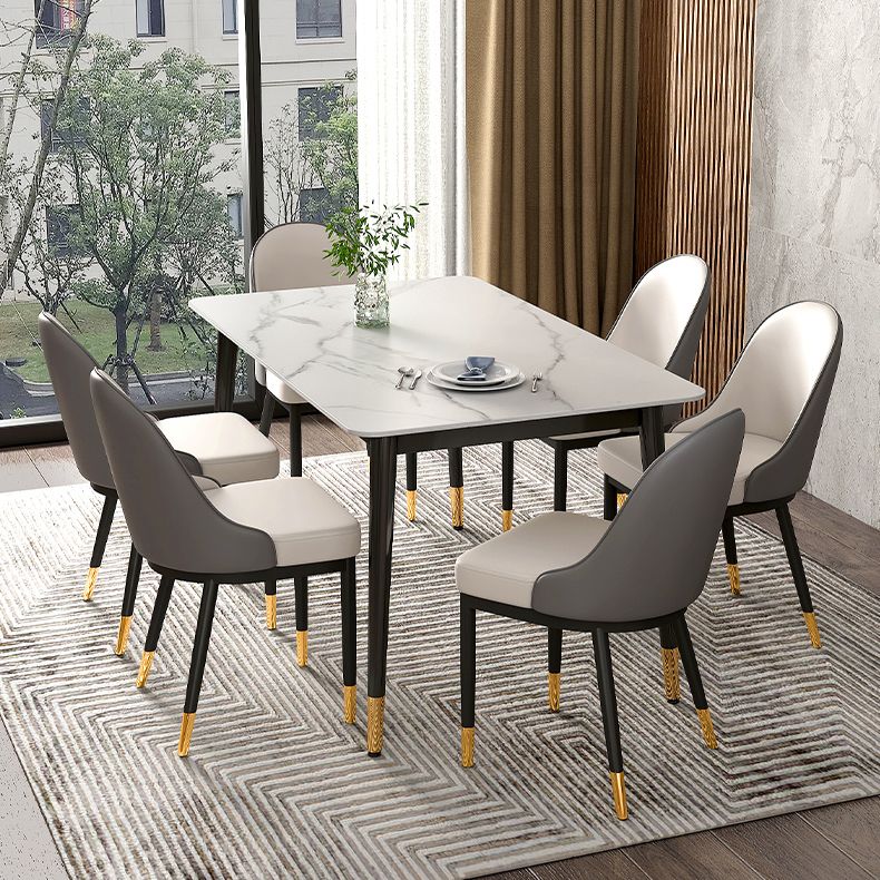 Traditional Luxury Rectangle Dining Table Sintered Stone Table with 4 Legs for Dining Room
