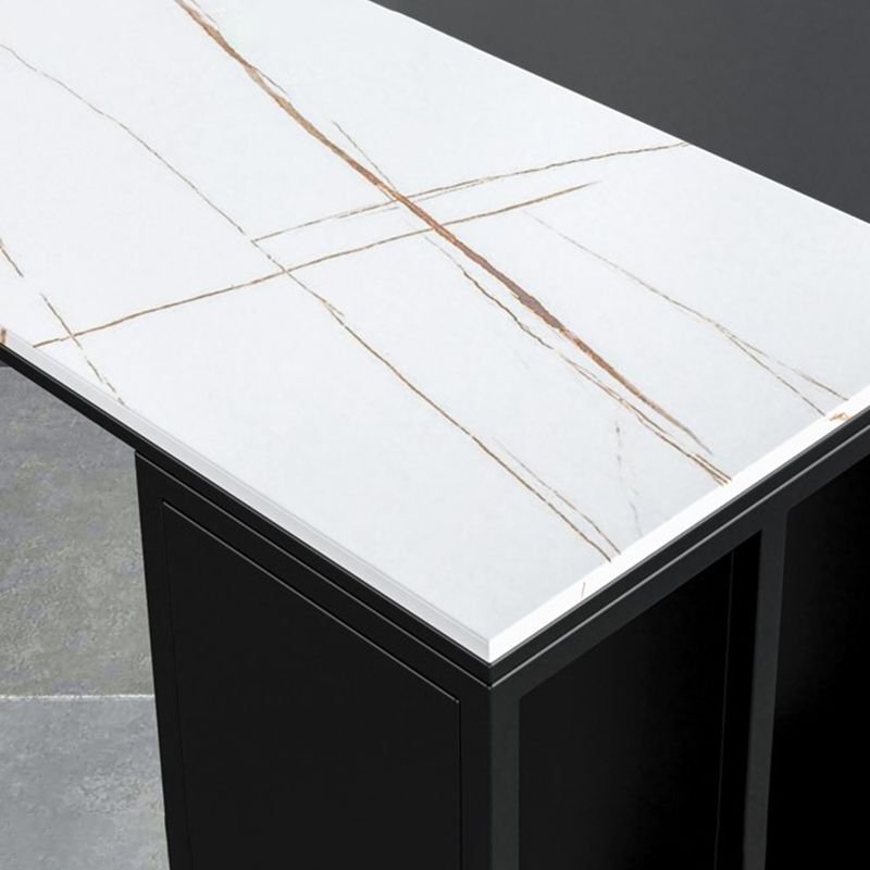 Sintered Stone Bar Table Modern Rectangle Bar Table with Storage Shelves