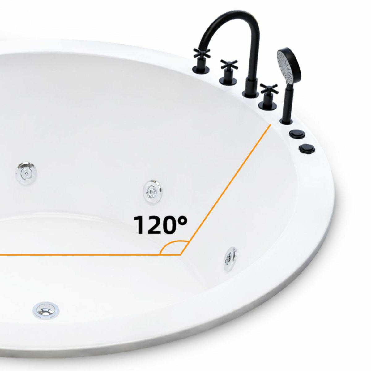 Modern Round Drop-in Bathtub Acrylic-Fiberglass Soaking/Air Bathtub