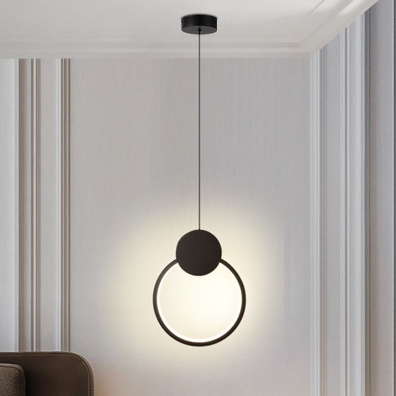 Pendre à LED géométrique noire dans la lampe suspendue en aluminium concis moderne avec une teinte en silicone