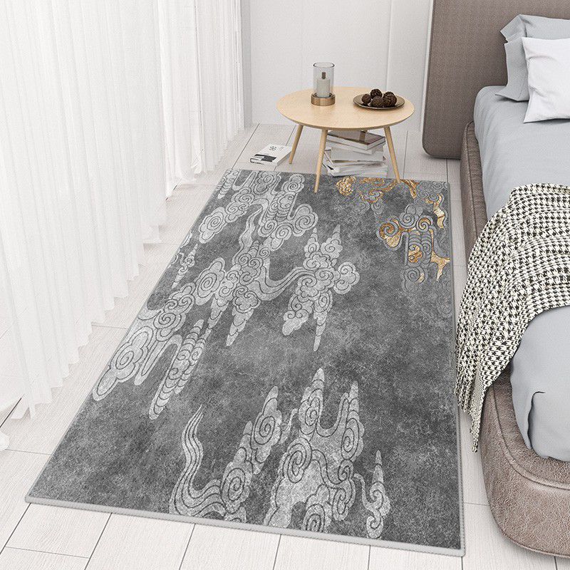 Donkergroene moderne tapijten polyester lijn tapijt vlekbestendig tapijt voor woonkamer