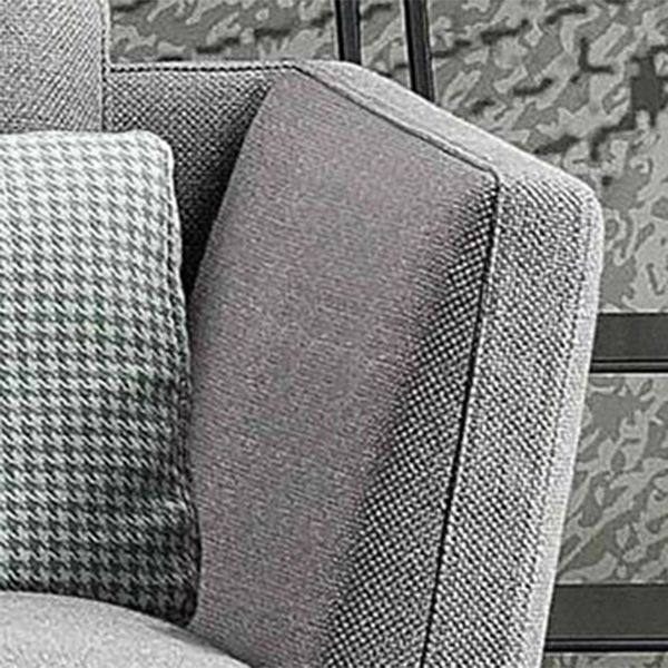 Contemporary Upholstered Cotton Blend Flared Arm Chaise Lounge in Gray