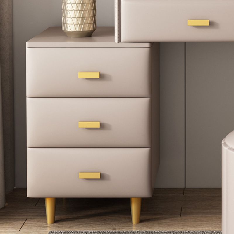 Luxurious Stone Top Vanity and Stool 5 Drawers Dressing Table