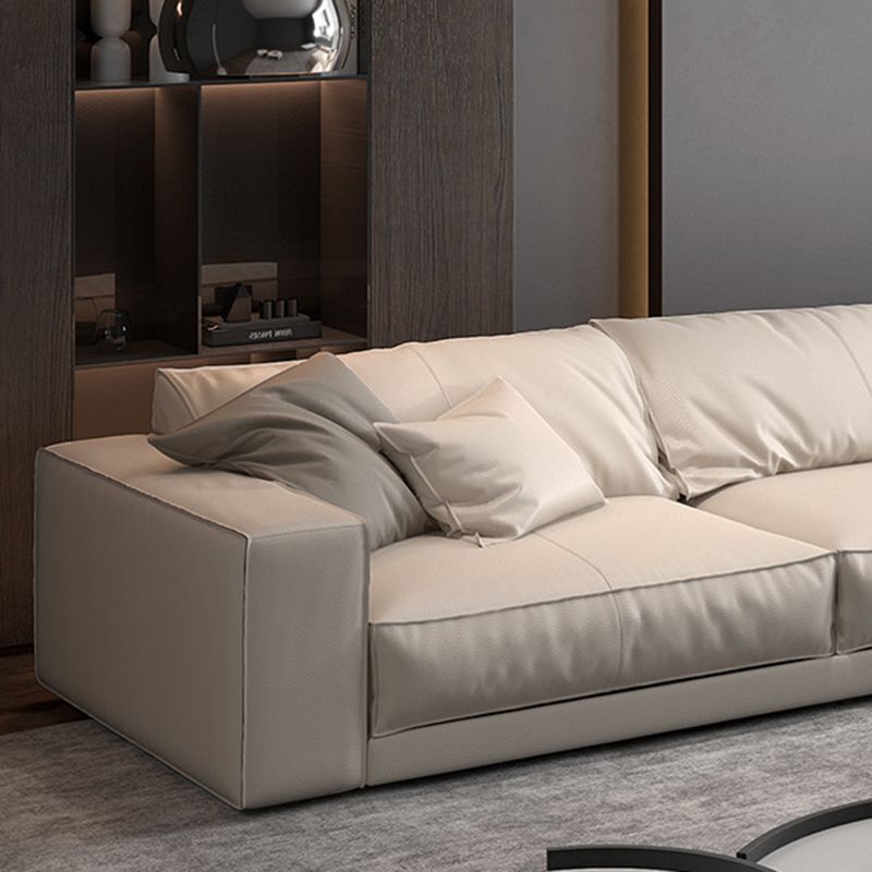 Square Arm Sectional Sofa Contemporary 3-seater Leather Sectional
