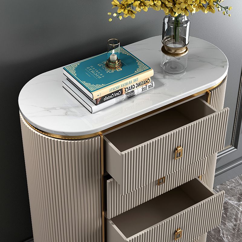 Glam Chest Bedroom Stone Vertical Storage Chest with Drawers