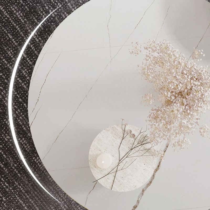 Contemporary Sintered Stone Dining Table Round Dinner Room Table with Pedestal Base